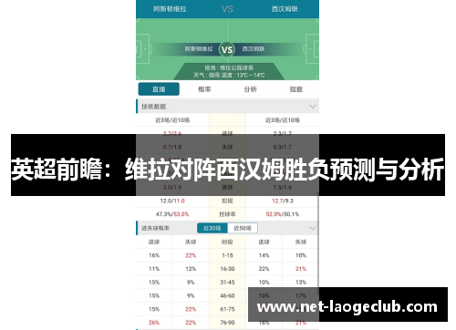 英超前瞻：维拉对阵西汉姆胜负预测与分析